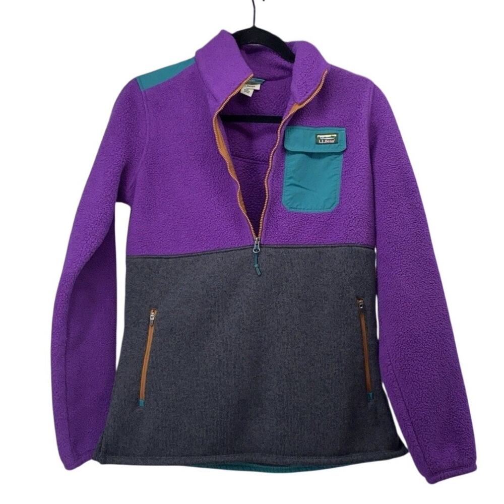 L.L. Bean Purple and Gray Women's Sweater Cardigan